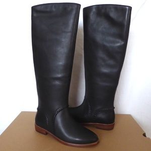 NIB UGG Gracen Whipstitch Black Leather Tall Boots
